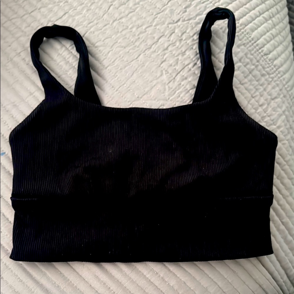 Black Ribbed Crop Top
